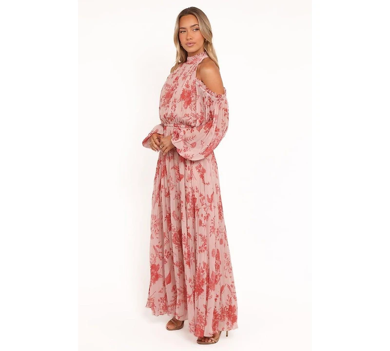 Petal and Pup Women's Hilary Pleated Maxi Dress - Red Floral