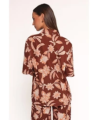 Petal and Pup Women's Samira Short Sleeve Shirt - Orange Floral