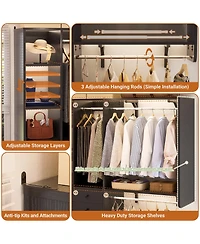 Aheaplus Closet System with Wooden Drawers and Two Hanging Rods