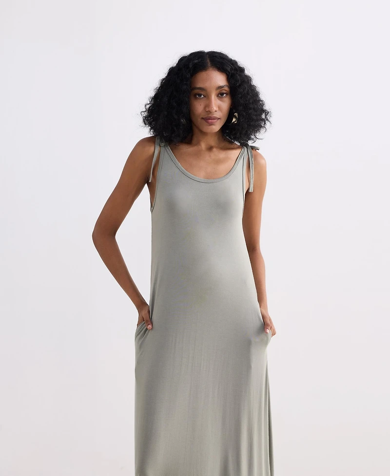 Reistor Women's Maxi Dress with Shoulder Tie-Details