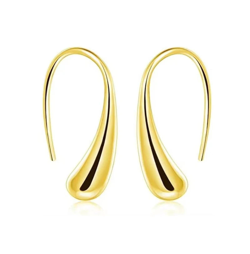 Sophia Teardrop Hook Earrings – Modern Minimalist Design Silver or Gold