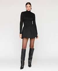 Avec Les Filles Women's Mock Neck Mini Dress