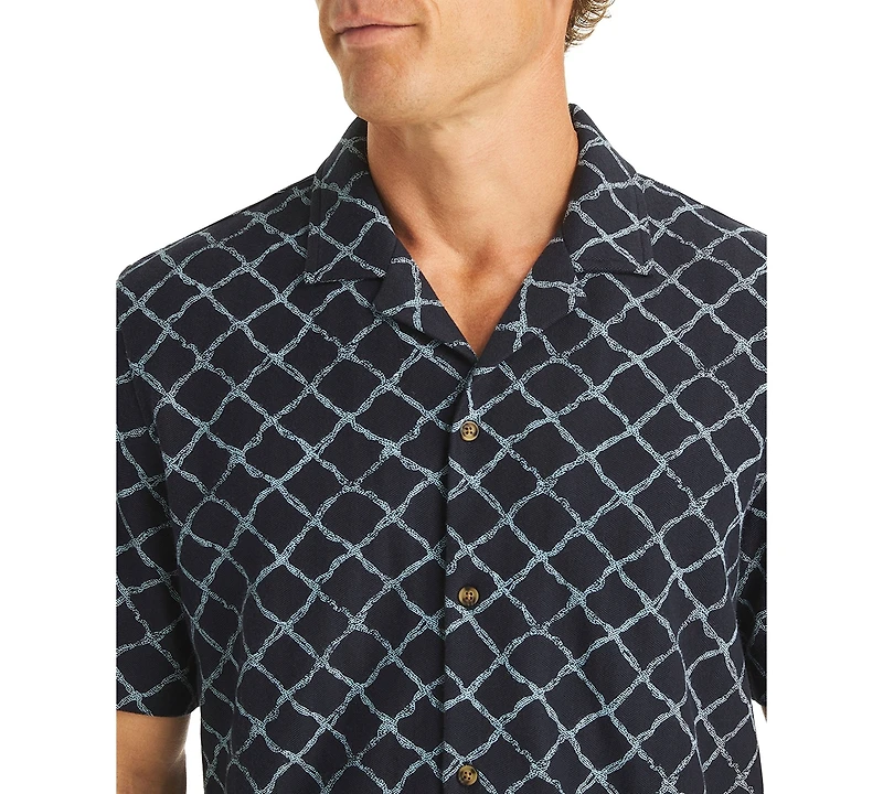 Nautica Men's Printed Short Sleeve Polo Shirt