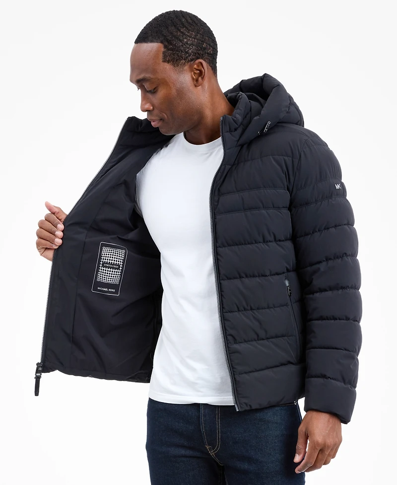 Michael Kors Men's Dressy Hooded Stretch Packable Jacket