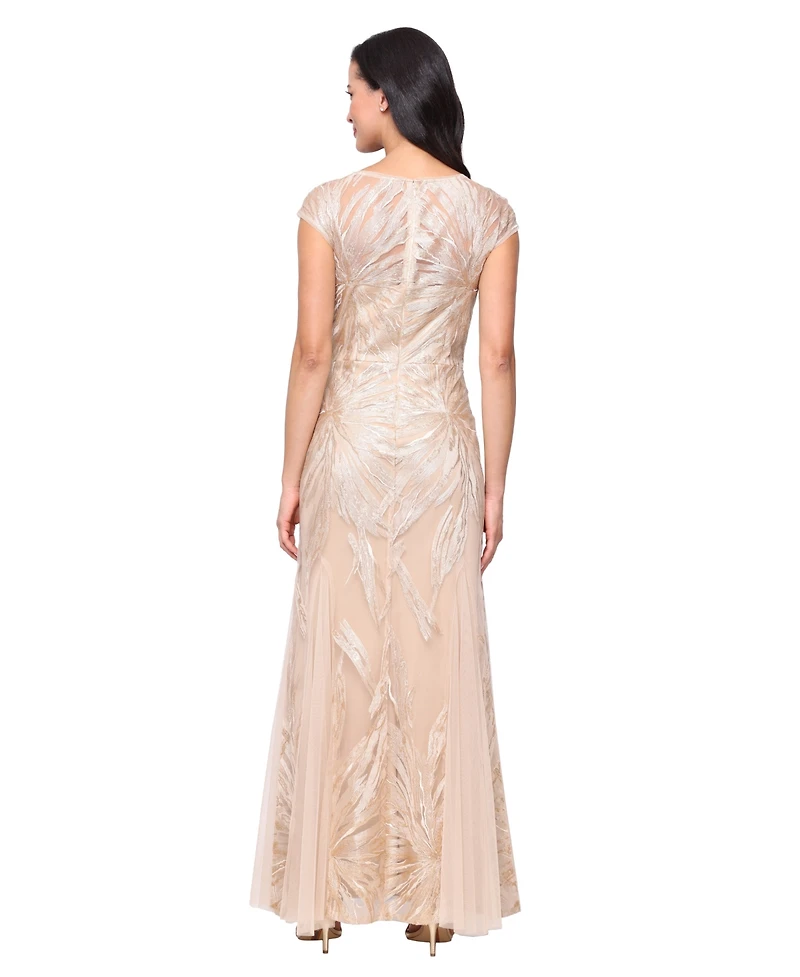 Alex Evenings Petite Embroidered Long Tulle Dress