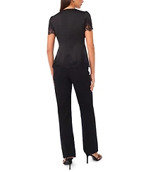 Vince Camuto Women's Short Sleeve V-Neck Lace Top