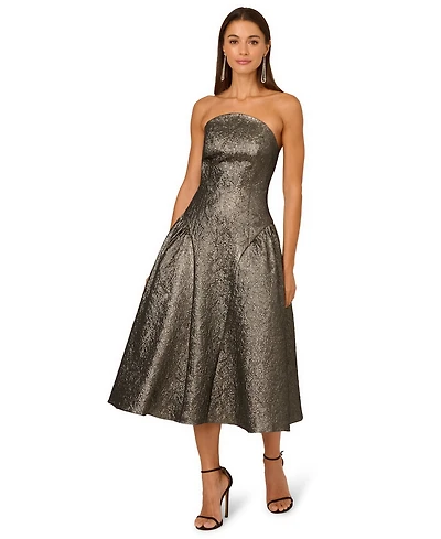 Adrianna Women's Strapless Metallic Ankle-Length Dress