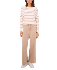 Vince Camuto Women's Stripe Rolled Edge Long Sleeves Sweater
