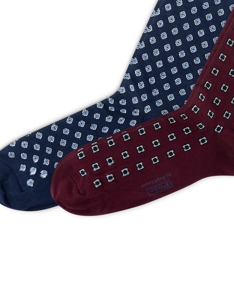 Polo Ralph Lauren Men's 2-Pack Foulard Pattern Dress Socks