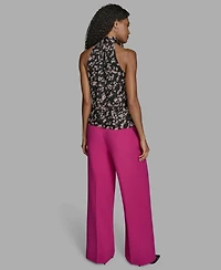 Bcbg Women's Floral Print Tie Neck Blouse