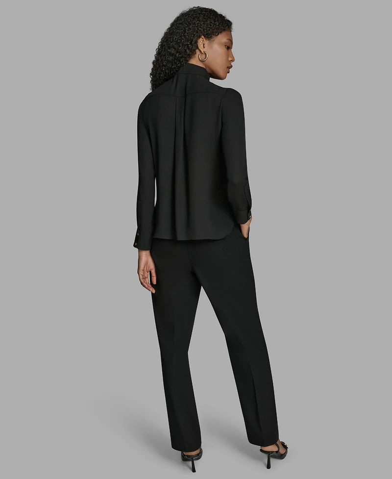 Bcbg Women's Long Sleeve Tie Neck Blouse