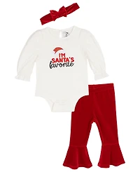 Rare Editions Baby Girls 3-Piece Bodysuit and Leggings with Headband Set