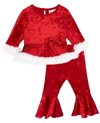 Rare Editions Baby Girls 2-Piece Crushed Velvet Top and Leggings Set