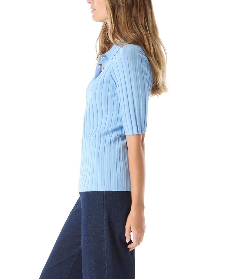 Dee Ocleppo Women's Ribbed Knit Collar Top