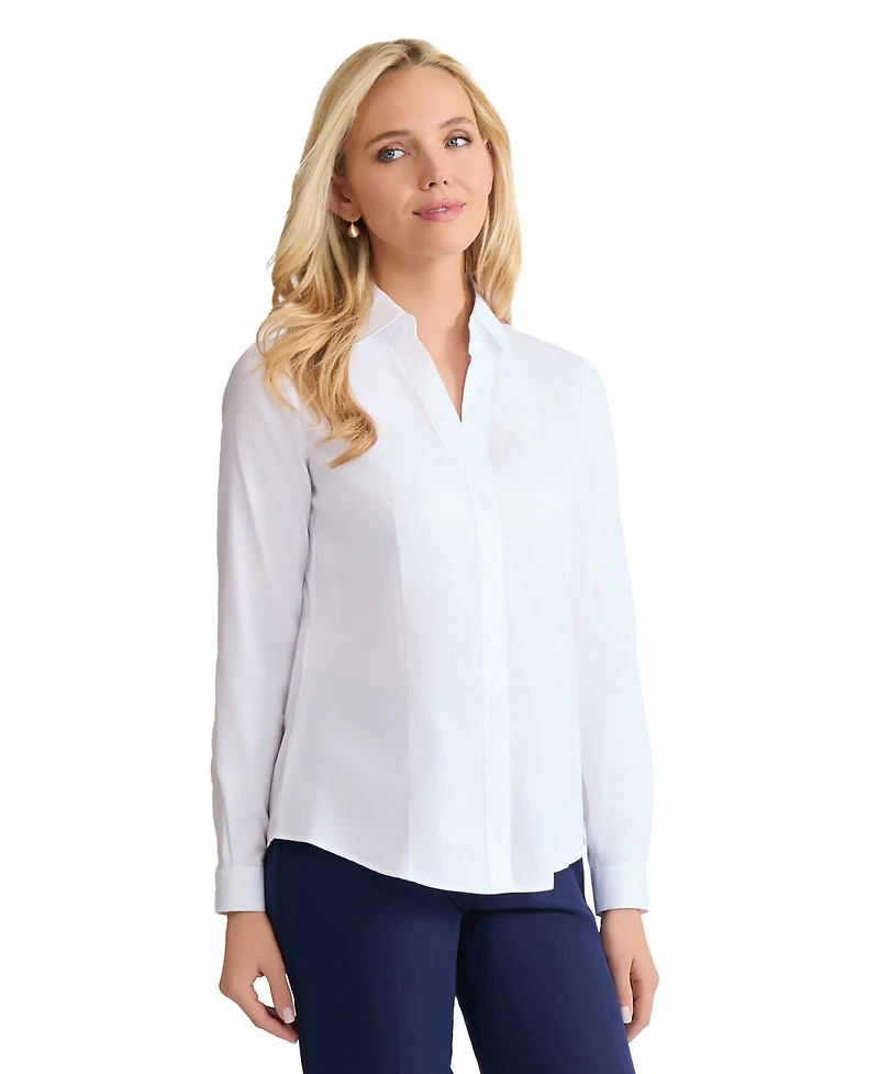 Jones New York Women's Easy Care Button Up Long Sleeve Blouse