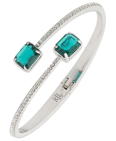 Lauren Ralph Glass Bypass Stone Cuff Bracelet Silver-Tone (also Gold-Tone)