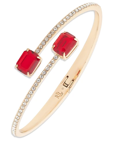 Lauren Ralph Glass Bypass Stone Cuff Bracelet Silver-Tone (also Gold-Tone)