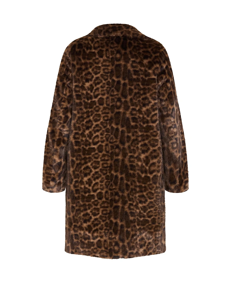City Chic Plus Remi Leopard Faux Fur Coat