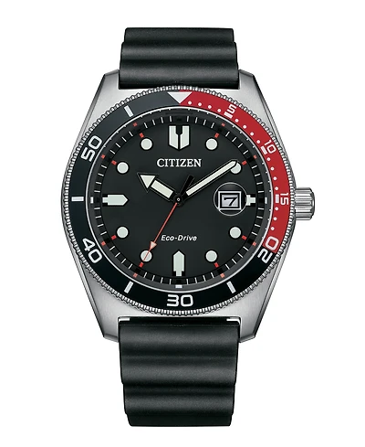 Citizen Eco-Drive Men's Sport Casual Black Polyurethane Strap Watch 43mm