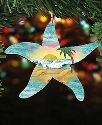 Designocracy Starfish Scenic Wood Christmas Ornament