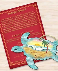 Designocracy Turtle Scenic Wooden Christmas Ornament