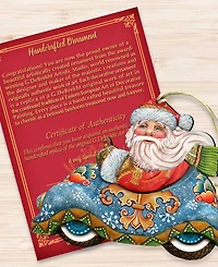 Designocracy Car Ride Santa Wood Christmas Ornament