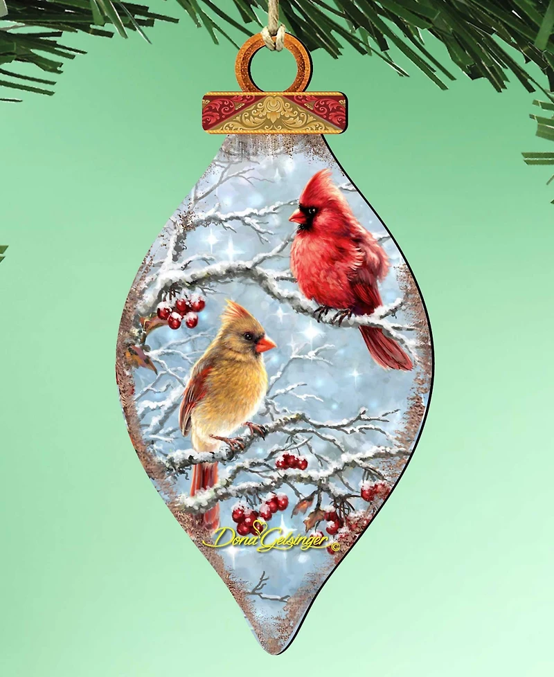 Designocracy Winter Cardinals Cone Holiday Ornament