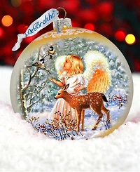 G. Debrekht Guardian Angel Fawn Le Glass Ornament