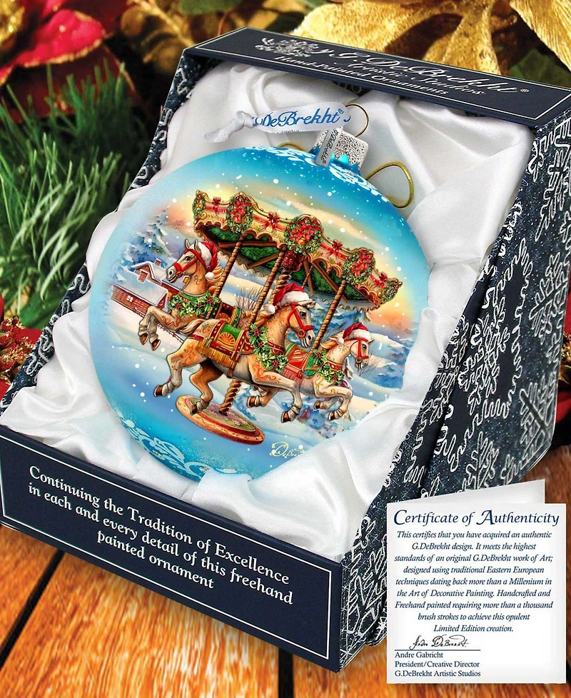 G. Debrekht Winter Carousel Le Glass Christmas Ornament