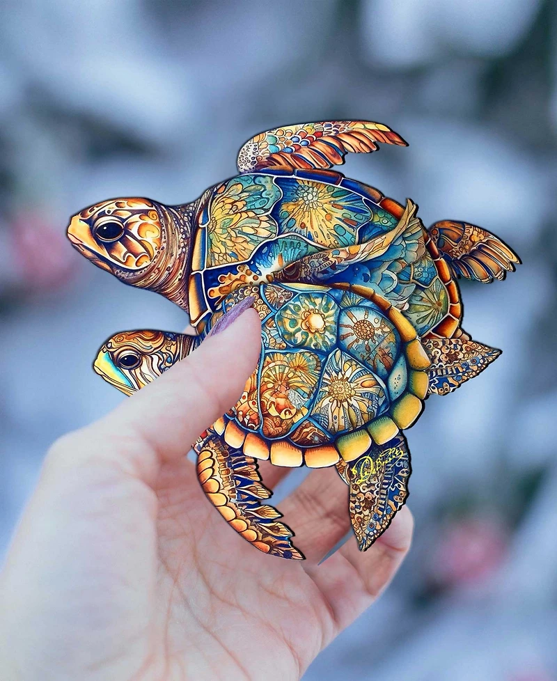Designocracy Turtles Christmas Wooden Ornament
