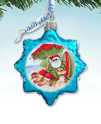 Designocracy Santa on Beach Glass Ornaments S. Winget