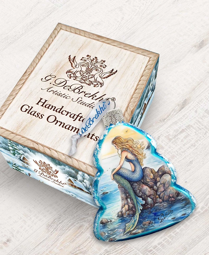 Designocracy Mermaid Christmas Glass Ornaments