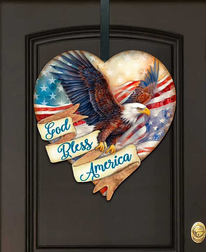 Designocracy God Bless America Patriotic Eagle Decor
