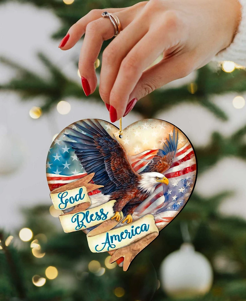 Designocracy God Bless America Christmas Ornament