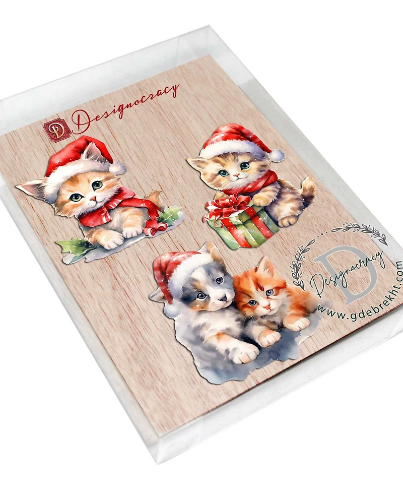 Designocracy Christmas Cats Clip Ornaments, Set 3