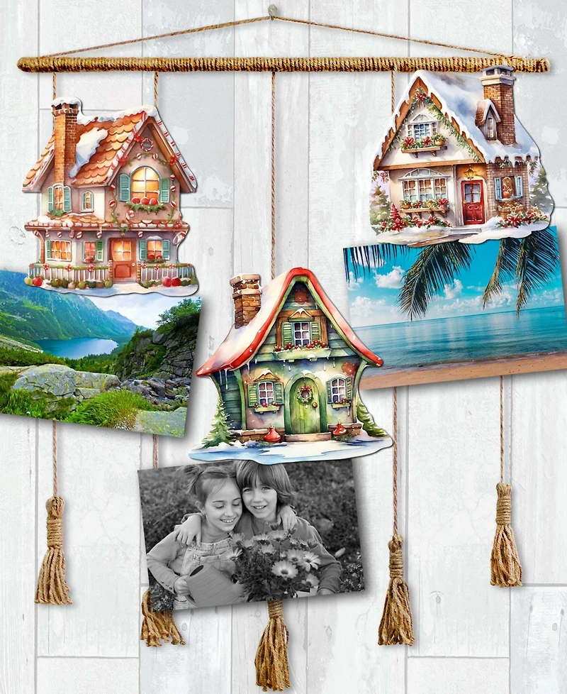 Designocracy Dream Houses Wood Clip Ornaments, Set of 3