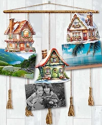 Designocracy Dream Houses Wood Clip Ornaments, Set of 3