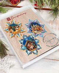 Designocracy Nativity Snowflake Wood Ornaments, Set of 3