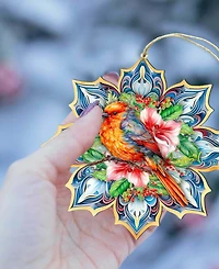Designocracy Forest Bird Snowflake Wooden Ornament