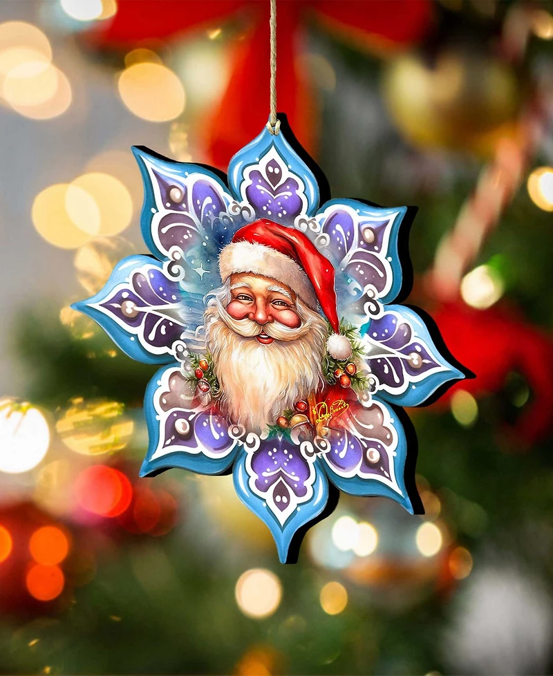 Designocracy Smiling Santa Snowflake Holiday Ornament