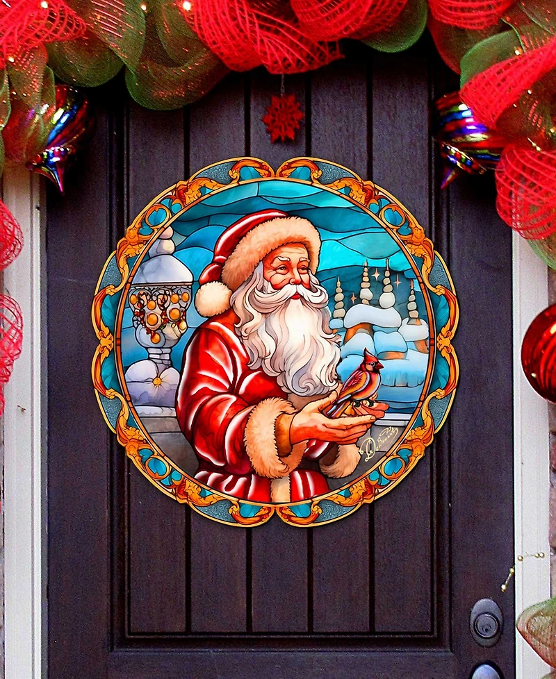 Designocracy Santa with Red Cardinal Holiday Decor