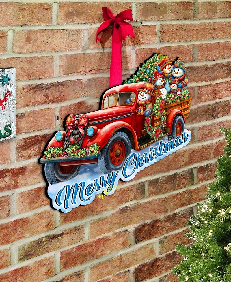 Designocracy Snowman Family Truck Door Hanger