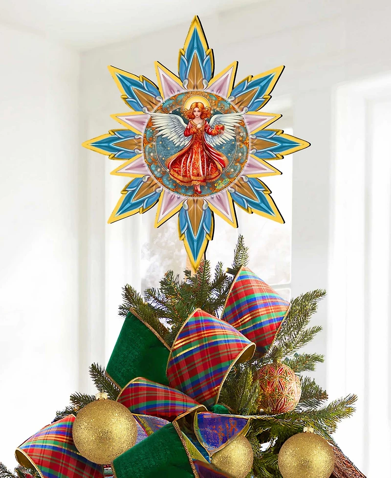 Designocracy Angel with Love Wooden Tree Topper
