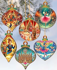 Designocracy Nutcracker Suite Wooden Ornaments, Set 12