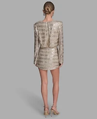 Bcbg Women's Sequin Detail Striped Boat Neck Dress