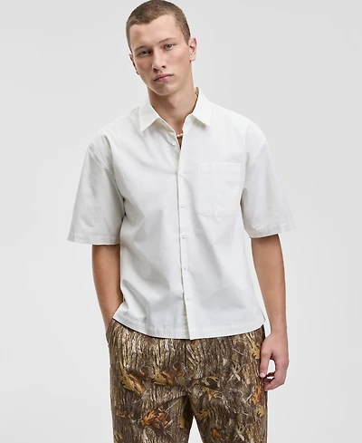 Mode of One Men's Relaxed Fit Short Sleeve Ripstop Button-Front Shirt, Macy's Exclusive