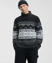 Mode of One Men's Relaxed Fit Long Sleeve Fair Isle Turtleneck Sweater, Macy Exclusive