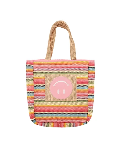 Packed Party Smiley Face Woven Rainbow Tote | Beach Bag | Work Bag