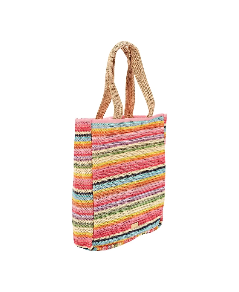Packed Party Smiley Face Woven Rainbow Tote | Beach Bag | Work Bag
