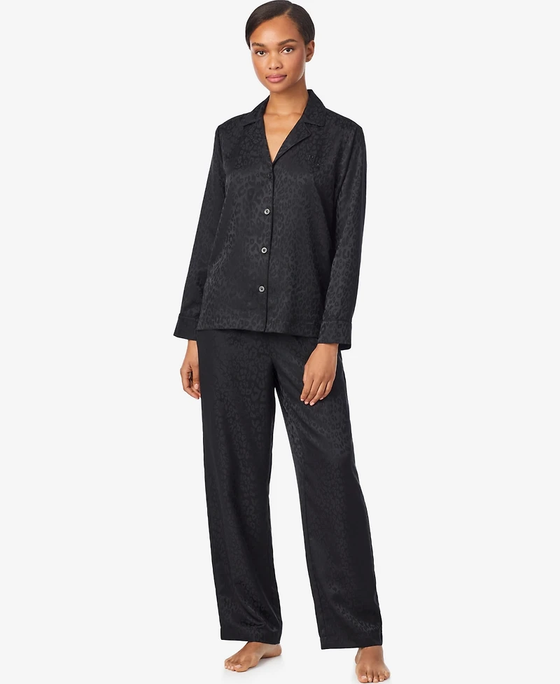 Lauren Ralph Women's Notch Collar and Long Pant Pajama Set